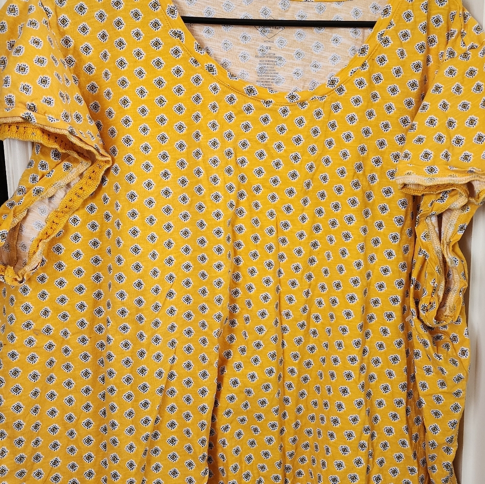 St. John's Bay Yellow Patterned Blouse